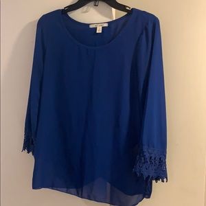 3/4 sleeve blue dress shirt